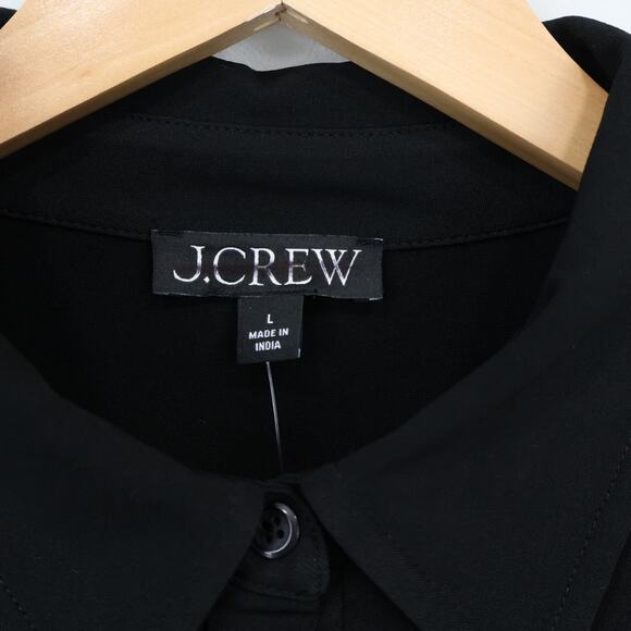 J.Crew Button-Up Shirt in Matte Jersey Black Size Large NWT - Picture 3 of 8